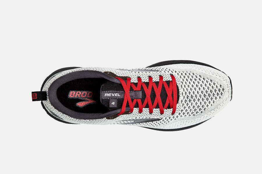 Brooks Running Shoes - Revel 4 Road Mens - White/Black/Red - ZYA-891034